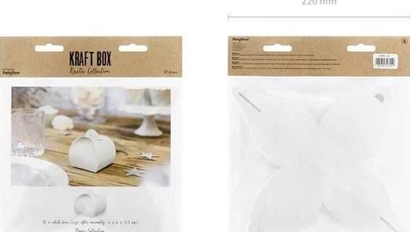Party Deco Dovanų dėžutės baltos 10 vnt 6*6*5,5cm
