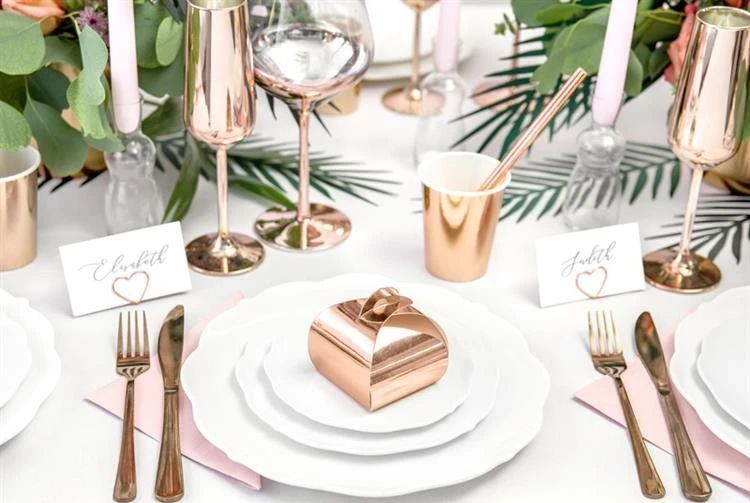 Party Deco Dovanų dėžutės rausvai auksinės 10 vnt 6*6*5,5cm
