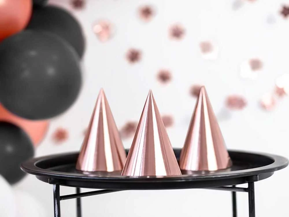 Party Deco PartyDeco Šventinės kepurėlės Rožinio aukso 6vnt