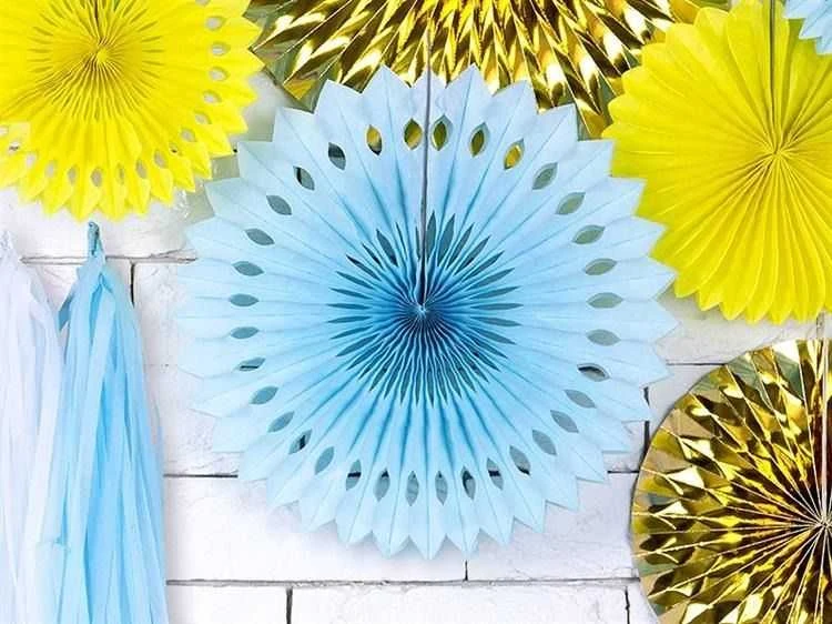 Party Deco PartyDeco dekoratyvinės rozetės šviesiai mėlynos 20-30cm A3 49931