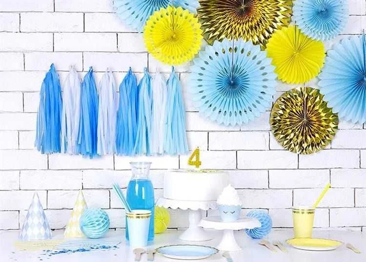 Party Deco PartyDeco dekoratyvinės rozetės šviesiai mėlynos 20-30cm A3 49931