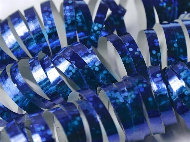 Party Deco Holografinė juostelė mėlyna 3.8m/18vnt