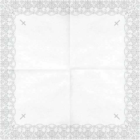 Party Deco PartyDeco servetėlės komunijai su ornamentu, 33x33cm, atlasinės