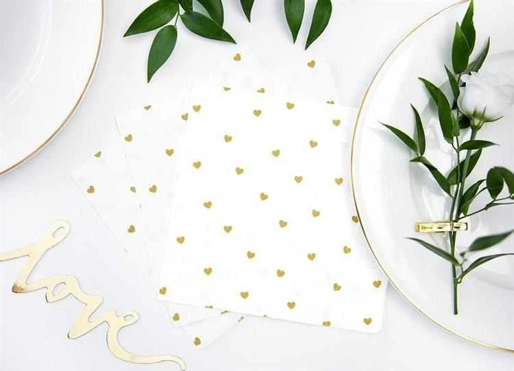 Party Deco Servetėlės 3 sluoksnių baltos su širdelėmis