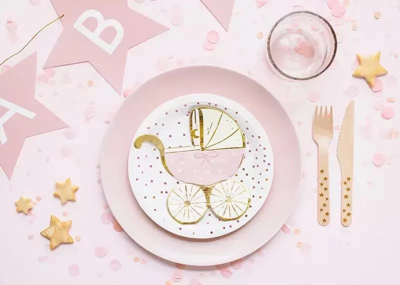 Party Deco Servetėlės "Vaikiškas vežimėlis" rausvos