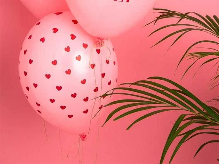 PartyDeco Rožiniai pasteliniai balionai "Širdelės" (6vnt)