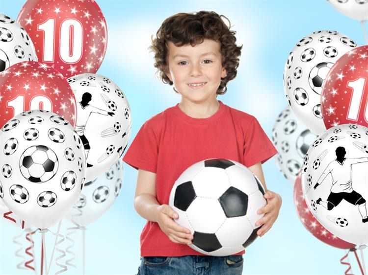 PartyDeco Party Deco Šventiniai balionai, Futbolininkas ir kamuoliukai, balti, 30 cm, 50 vnt. universalus