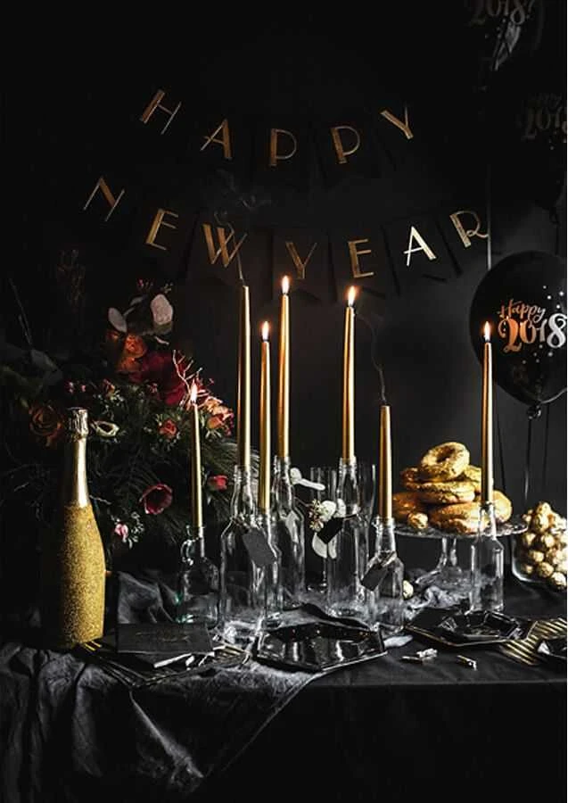 Party Deco Ilgos didelės žvakės 29cm 10vnt auksinės