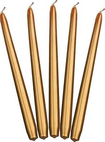 Party Deco Ilgos didelės žvakės 24cm 10vnt auksinės