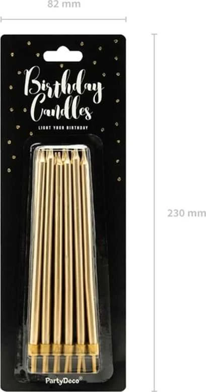 Party Deco Gimtadienio žvakutės auksinės 12 vnt 12.5cm