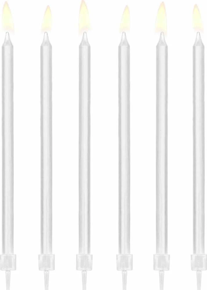 Party Deco Žvakutės gimtadienio 12 vnt 14cm baltos
