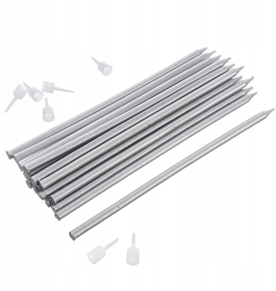 Party Deco Orion Ilgos sidabrinės torto žvakutės 14,5 cm 12 vnt.