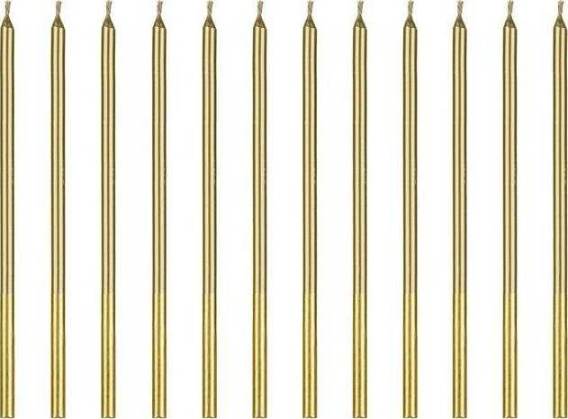 Party Deco Žvakutės gimtadienio 12 vnt 14cm auksinės