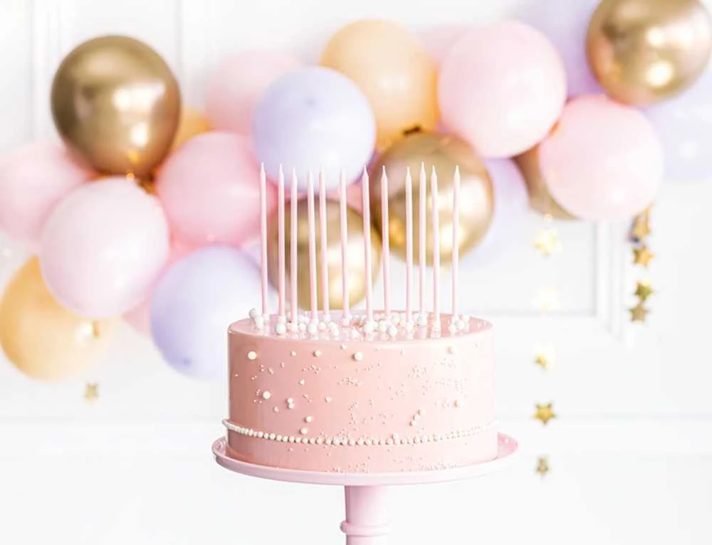 Party Deco Žvakutės gimtadienio 12 vnt 14cm ružavos