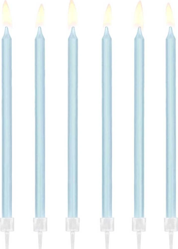 Party Deco Žvakutės gimtadienio 12 vnt 14cm melsvos