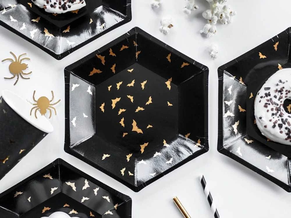 Party Deco Lėkštutės su šikšnosparniais "Halloween" 20cm 6 vnt