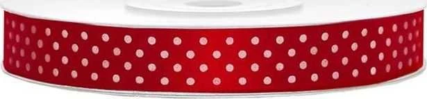 Party Deco Juostelė satino 12mm/25m raudona su taškiukais