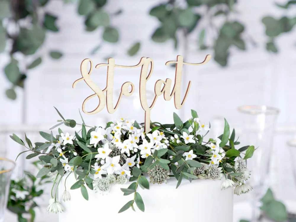 PartyDeco medinis antgalis su gimtadieniu 14cm 09254