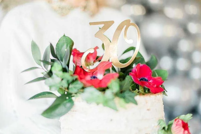 Party Deco Topper na tort ''30'', auksinė, 20.5cm one size