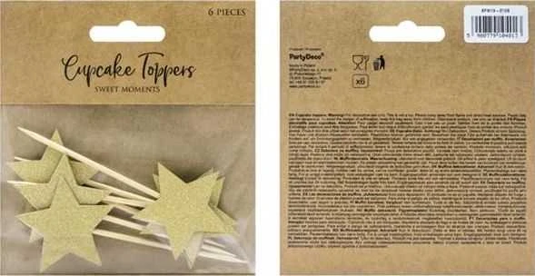 Party Deco Topper, gwiazdki, auksinė, 11,5 cm, 6 vnt universalus