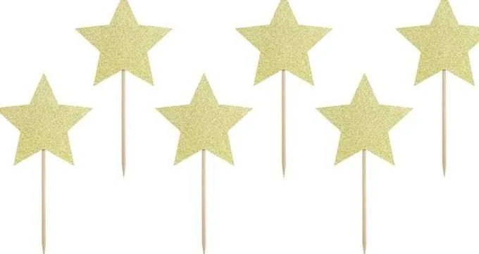 Party Deco Topper, gwiazdki, auksinė, 11,5 cm, 6 vnt universalus
