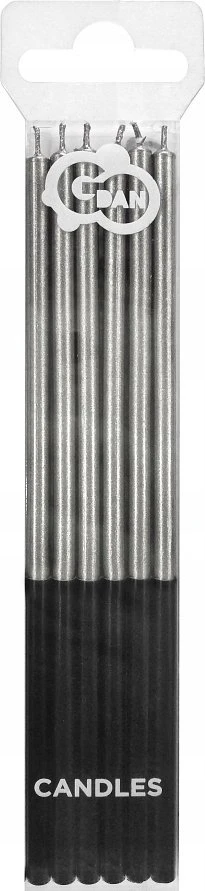 Party Deco ¦wieczki urodzinowe Platinum sidabrinė 14,5cm 6szt