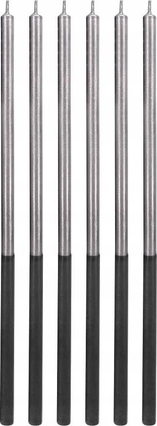 Party Deco ¦wieczki urodzinowe Platinum sidabrinė 14,5cm 6szt