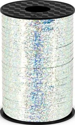 Party Deco Sidabrinė holografinė plastikinė juostelė, 5 mm universali