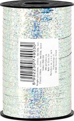 Party Deco Sidabrinė holografinė plastikinė juostelė, 5 mm universali