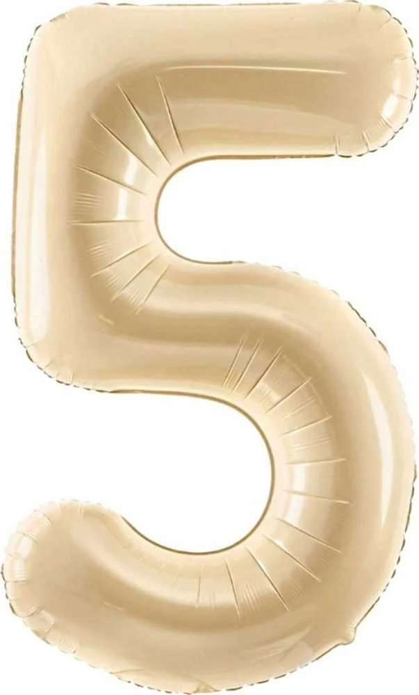 PartyDeco Balionas folinis skaičius 5 gelsvas matinis 72cm
