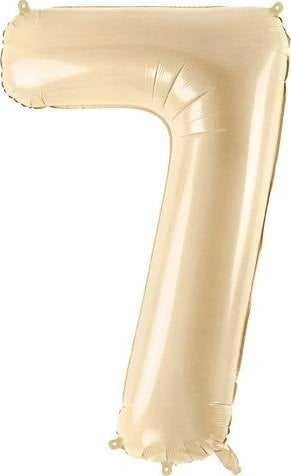 PartyDeco Balionas folinis skaičius 7 gelsvas matinis 72cm