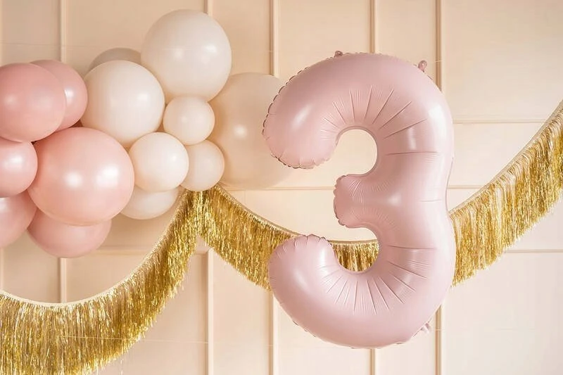 PartyDeco Balionas folinis skaičius 3 rausvas 72cm