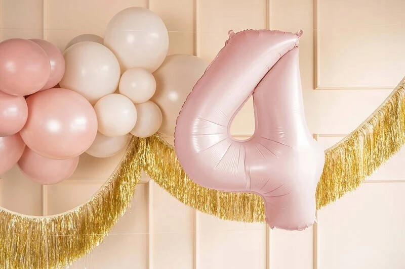 PartyDeco Balionas folinis skaičius 4 rausvas 72cm