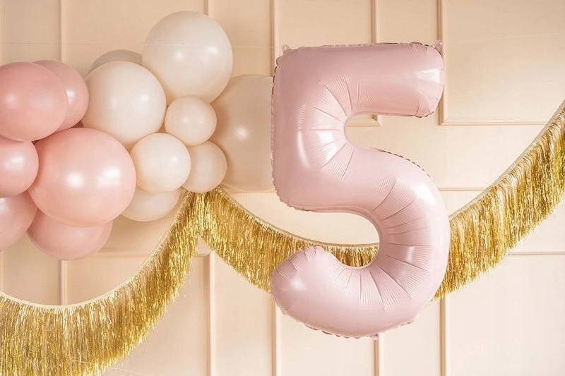 PartyDeco Balionas folinis skaičius 5 rausvas 72cm