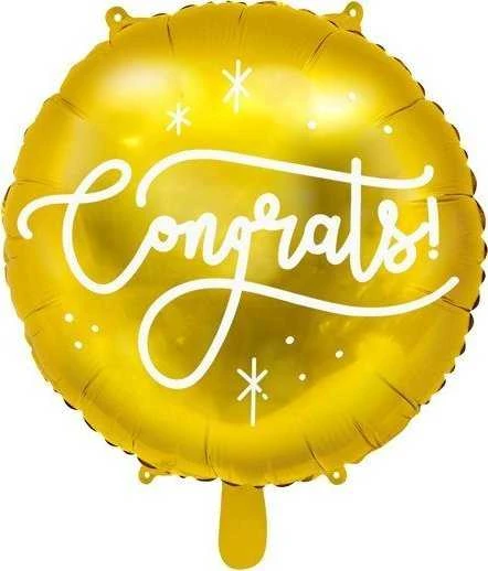 Party Deco Folinis balionas "Congrats" 35cm auksinis