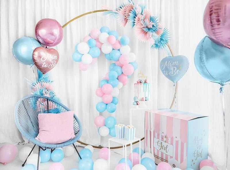 Party Deco Folinis balionas širdelė "Mom to Be" 35cm melsvas