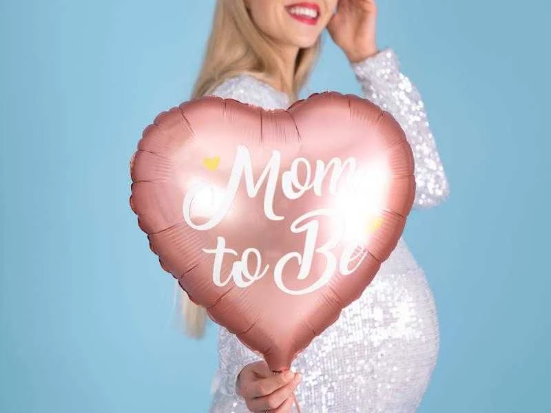 Party Deco Folinis balionas širdelė "Mom to Be" 35cm rausvas