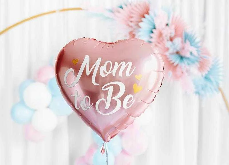 Party Deco Folinis balionas širdelė "Mom to Be" 35cm rausvas