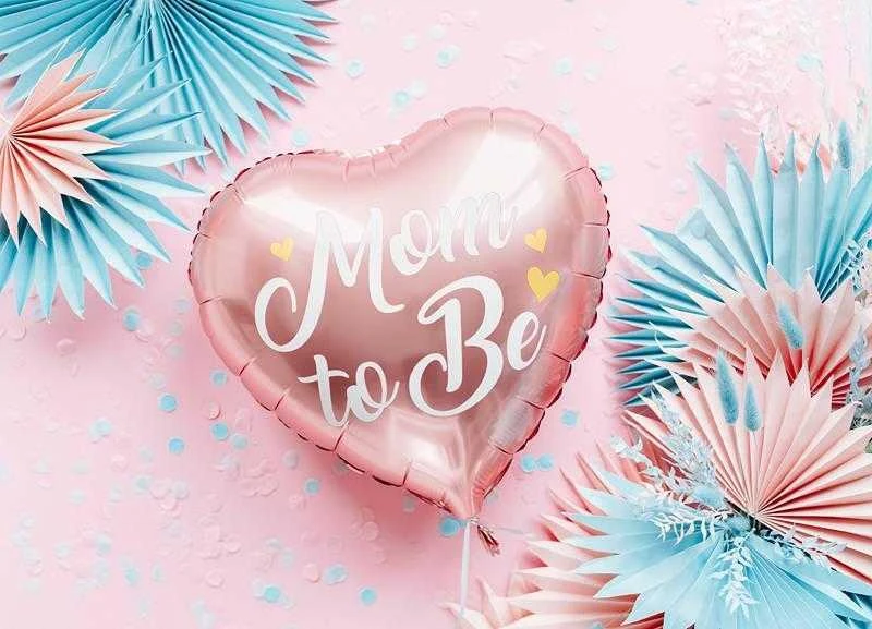 Party Deco Folinis balionas širdelė "Mom to Be" 35cm rausvas