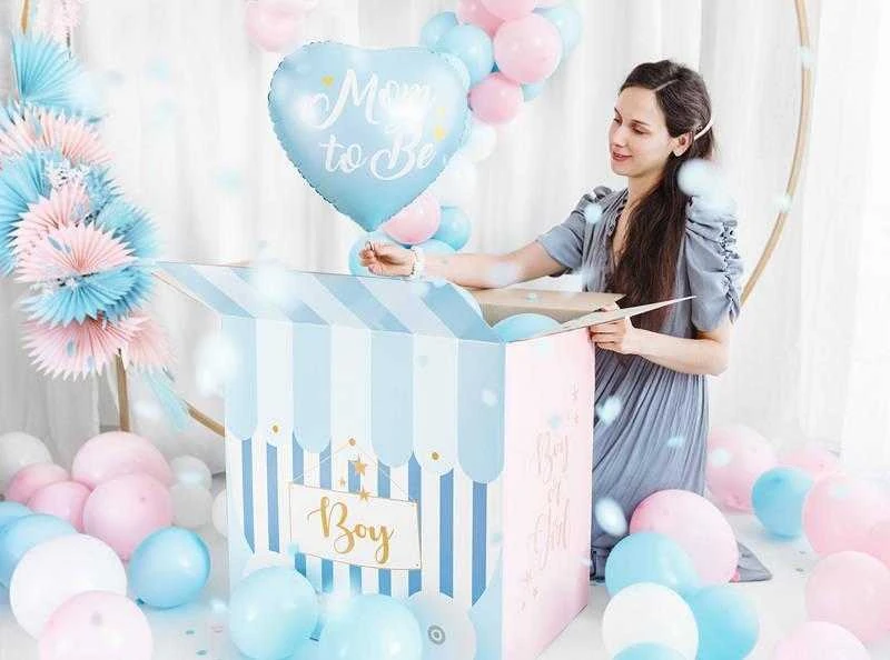 Party Deco Folinis balionas širdelė "Mom to Be" 35cm melsvas