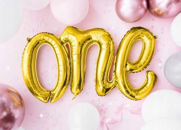 PartyDeco Folinis balionas "One" auksinis