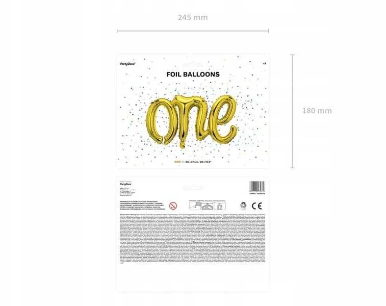 PartyDeco Folinis balionas "One" auksinis