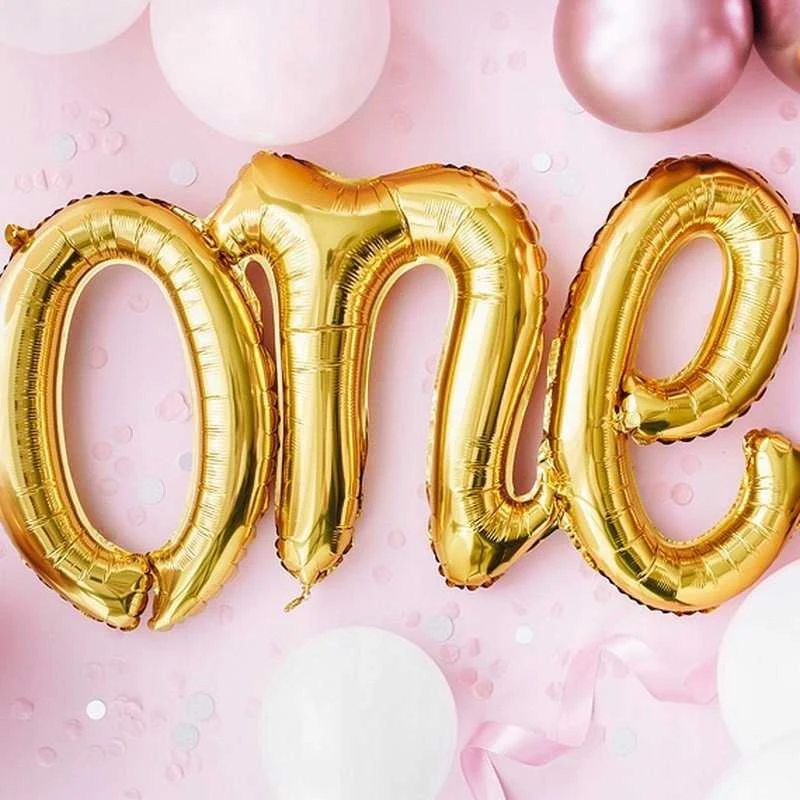PartyDeco Folinis balionas "One" auksinis