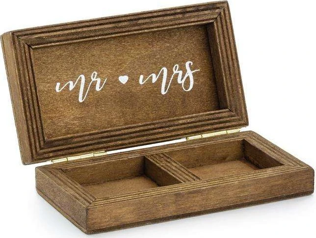 Party Deco PartyDeco Drewniane pudełko na obrączki, 10x5.5 cm