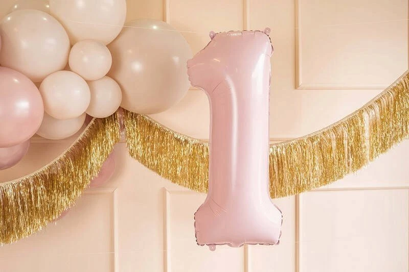 PartyDeco Balionas folinis skaičius 1 rausvas 72cm