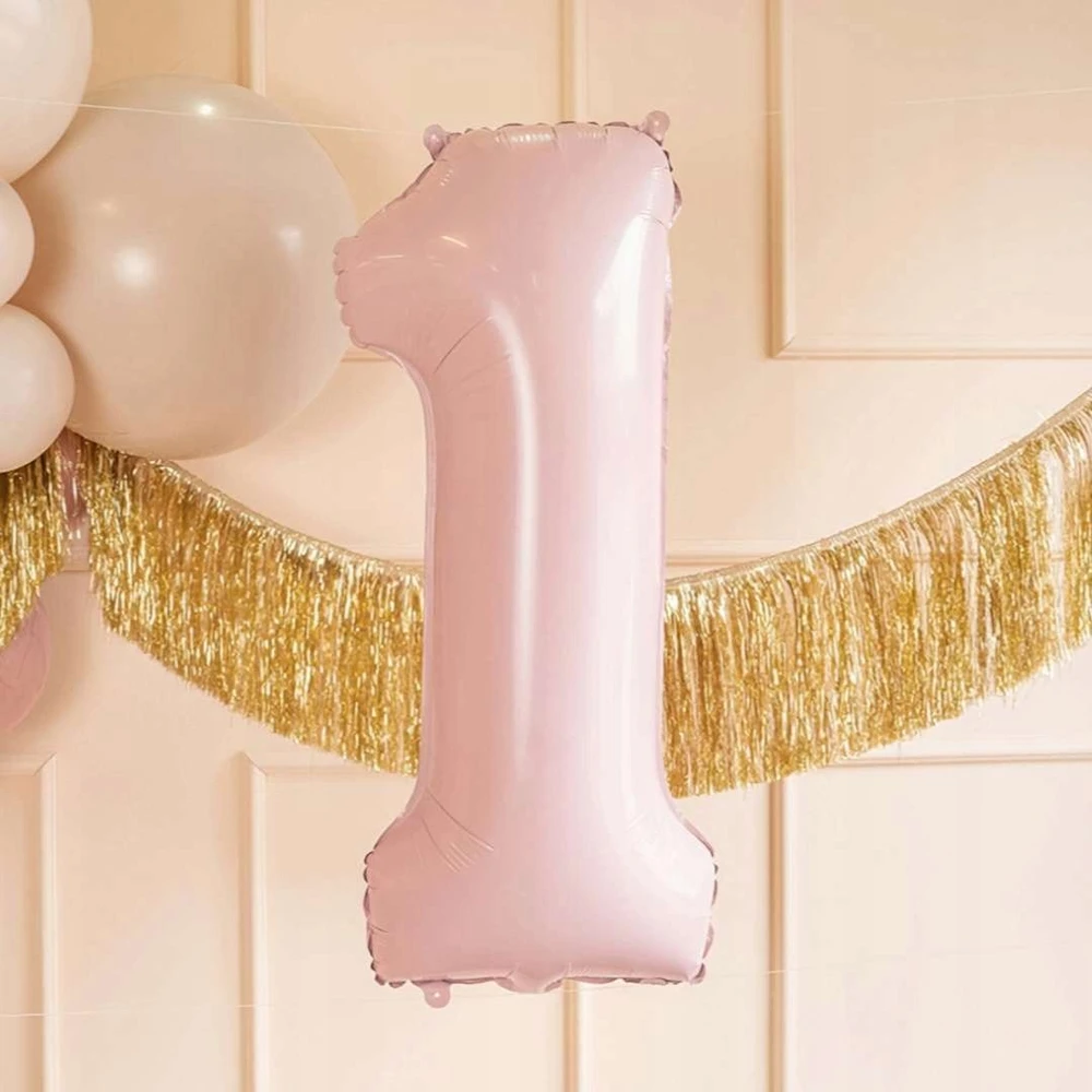 PartyDeco Balionas folinis skaičius 1 rausvas 72cm