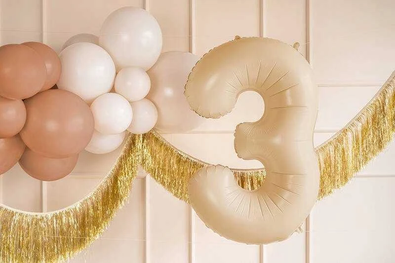 PartyDeco Balionas folinis skaičius 3 gelsvas matinis 72cm