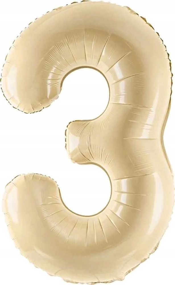 PartyDeco Balionas folinis skaičius 3 gelsvas matinis 72cm
