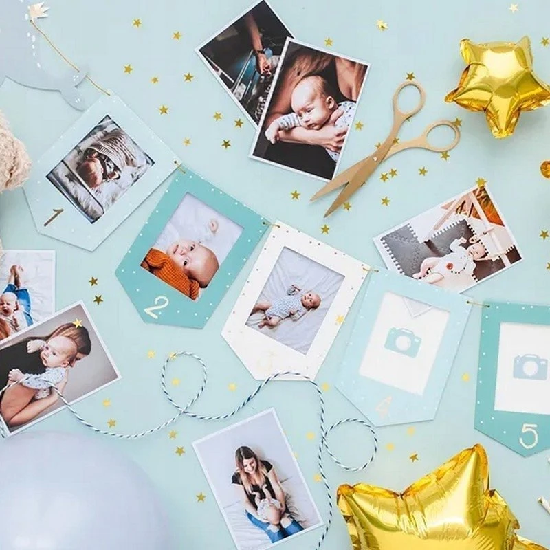 PartyDeco Nuotraukų girlianda Banginukas, melsvas
