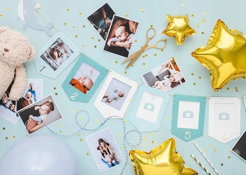 PartyDeco Nuotraukų girlianda Banginukas, melsvas